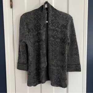 Wooden Ships Mohair Wool Blend Open Cardigan Sweater Gray Pattern Size XS